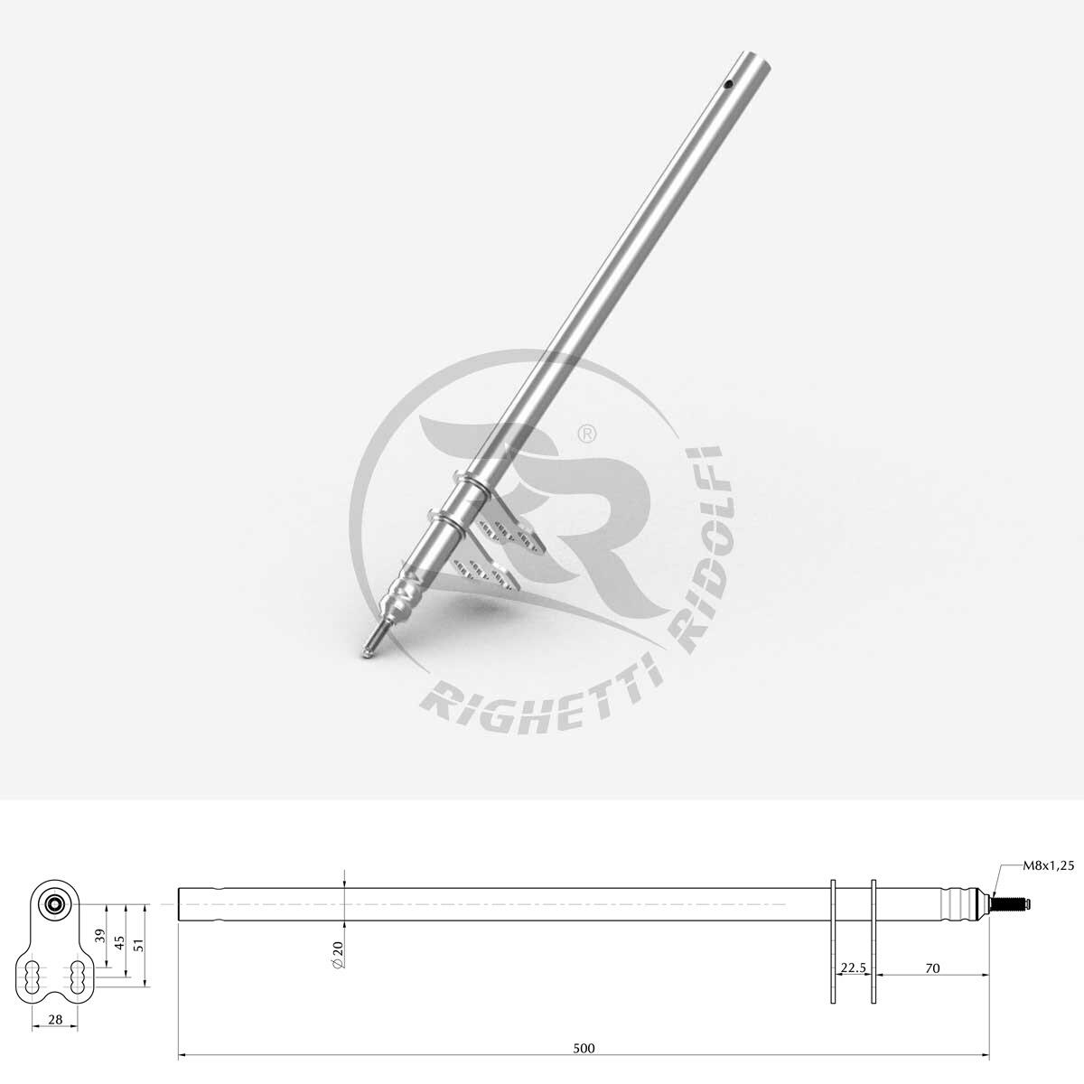 Piantone Sterzo M8 L.500 mm (Compatibile BIRELART)
